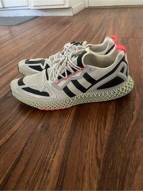 adidas Gray & Black 4D Lattice Runner with Neon Coral Accents. Like new. Worn x3